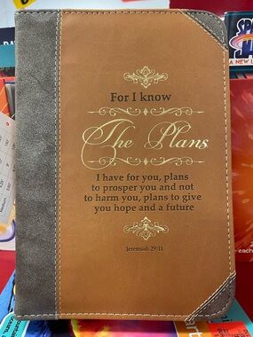 Jeremiah 29:11 Faux Leather Journal - Brown & Gray Bible Cover